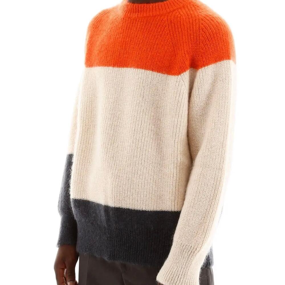 JIL SANDER: Men's Color Block Mohair/Wool Sweater - Size 48
